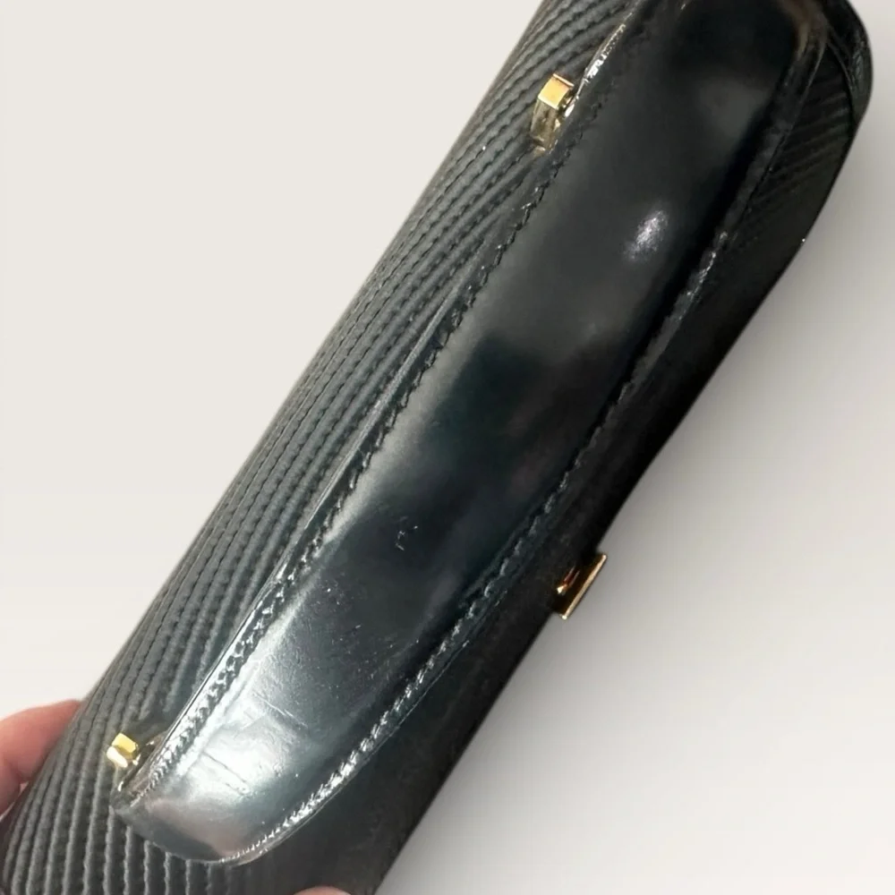 Tiffany & Co Vintage Classic Black Patent Leather Top Handle Bag Made in Italy